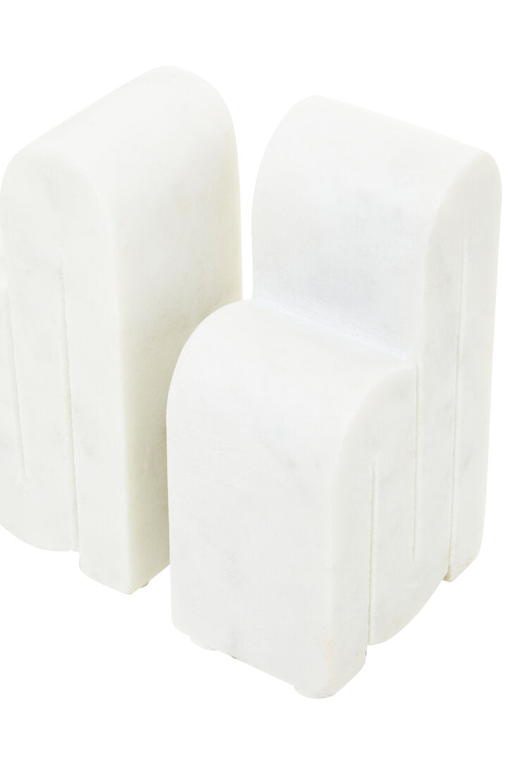 Nason Set Of 2 White Marble Bookends - Macro
