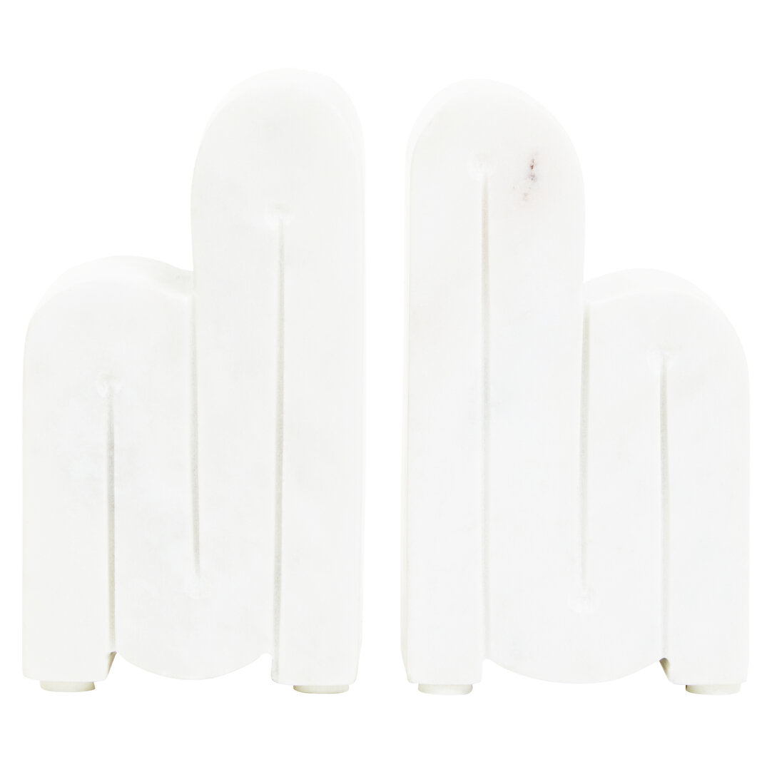 Nason Set Of 2 White Marble Bookends - Main