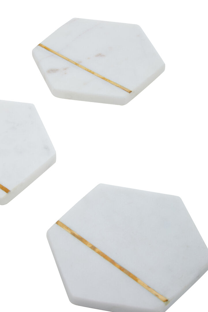 SENA Set Of Four White Marble Coasters - Macro
