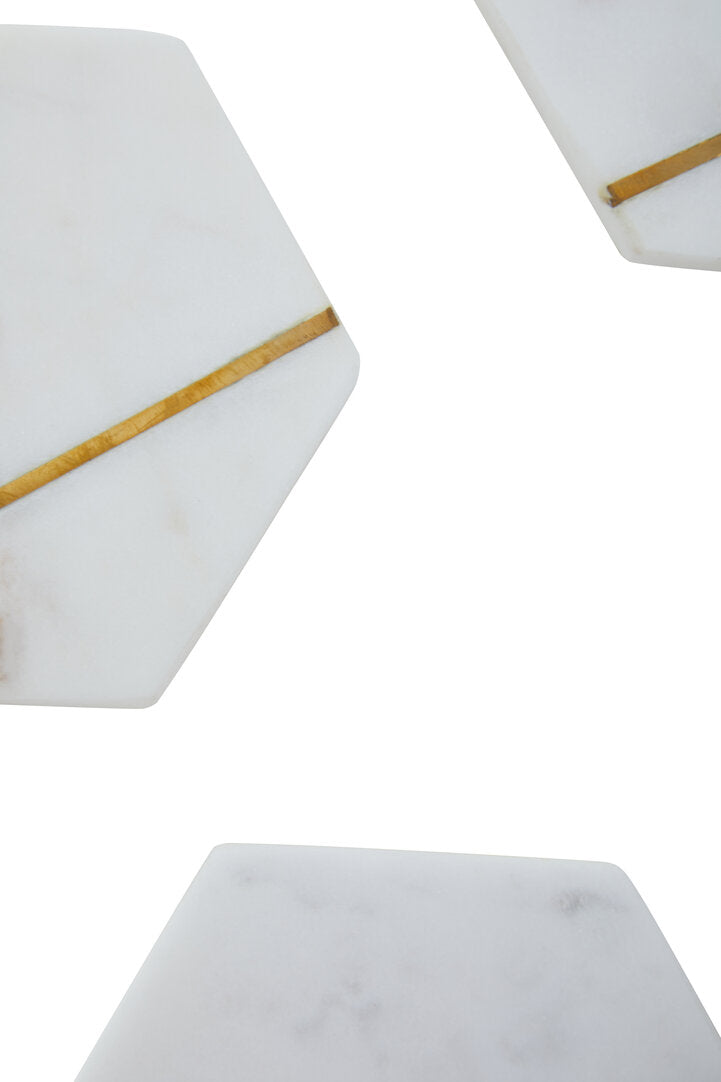 SENA Set Of Four White Marble Coasters - Macro