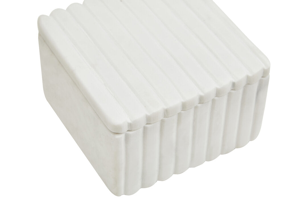 Oxana Small Ribbed Marble Trinket Box - Macro