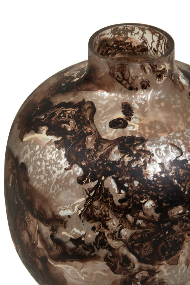 Garan Brown Marble Effect Glass Vase - Macro