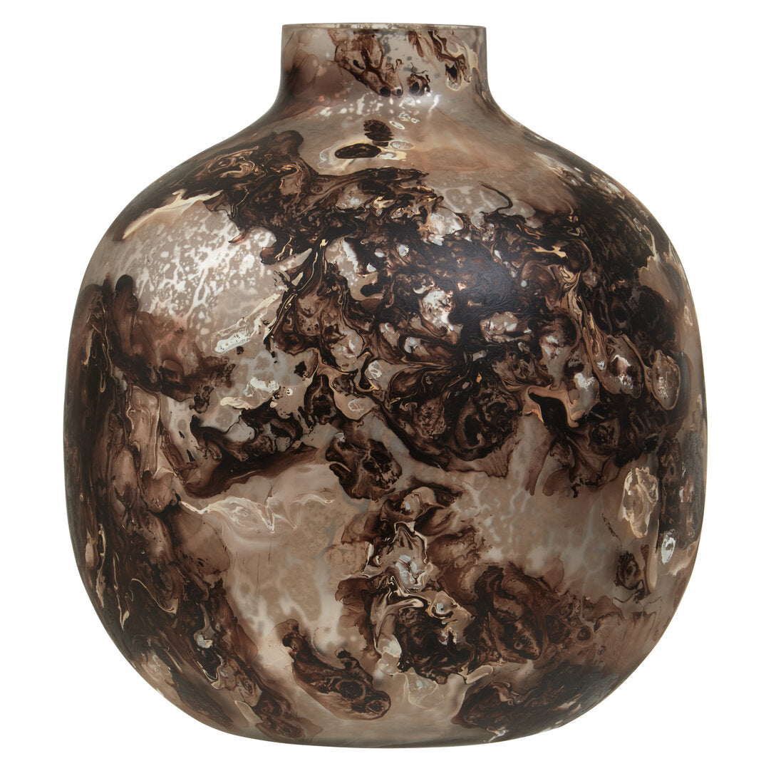 Garan Brown Marble Effect Glass Vase - Main