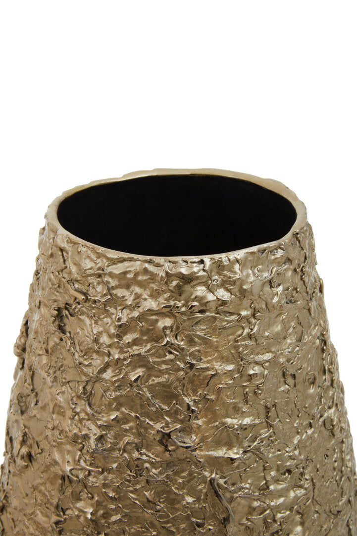 Akola Large Gold Textured Metal Vase - Macro