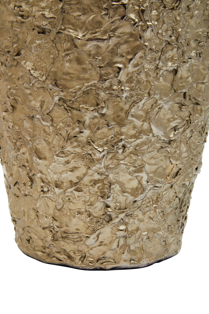 Akola Large Gold Textured Metal Vase - Macro