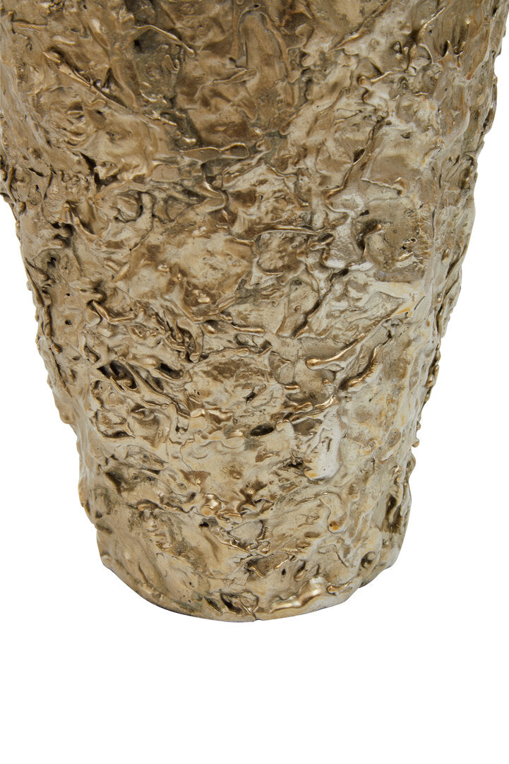 Akola Gold Textured Small Metal Vase - Macro