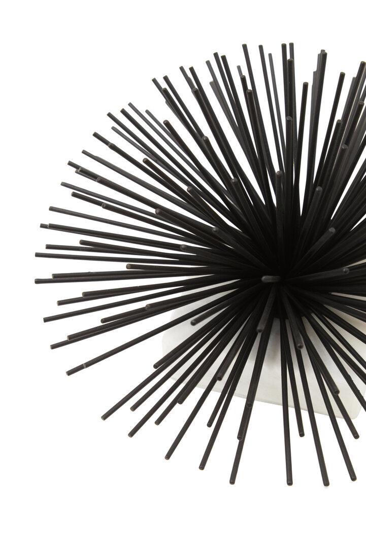 Mirano Black Finish Starburst With White Marble Base - Macro