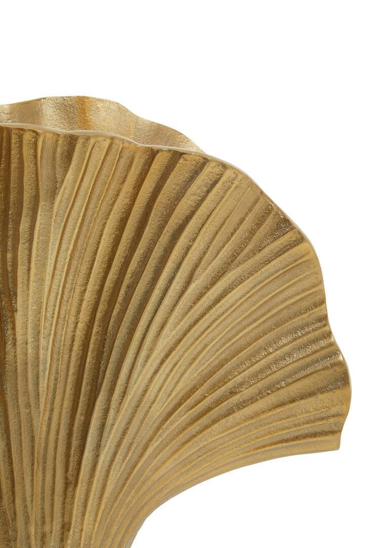 Danna Large Gold Finish Ginkgo Vase - Macro