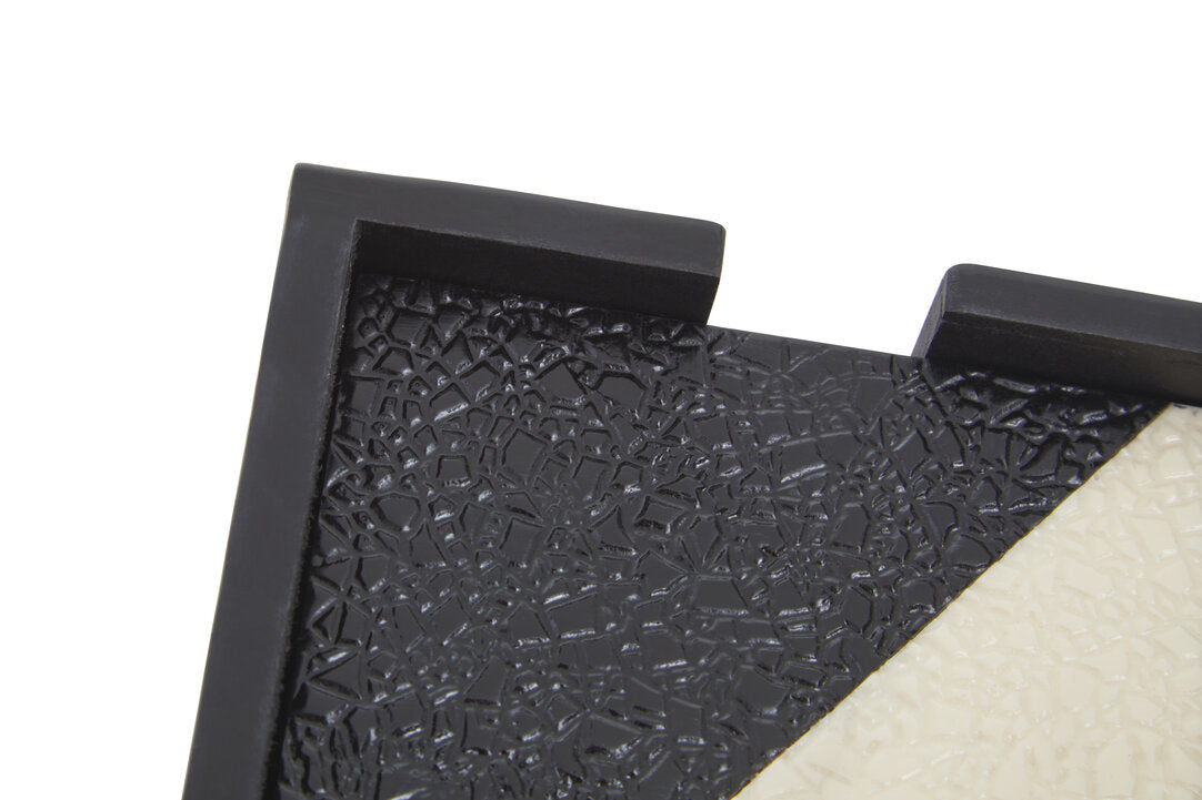 Ezra Set Of Four Black And White Coasters With Holder - Macro