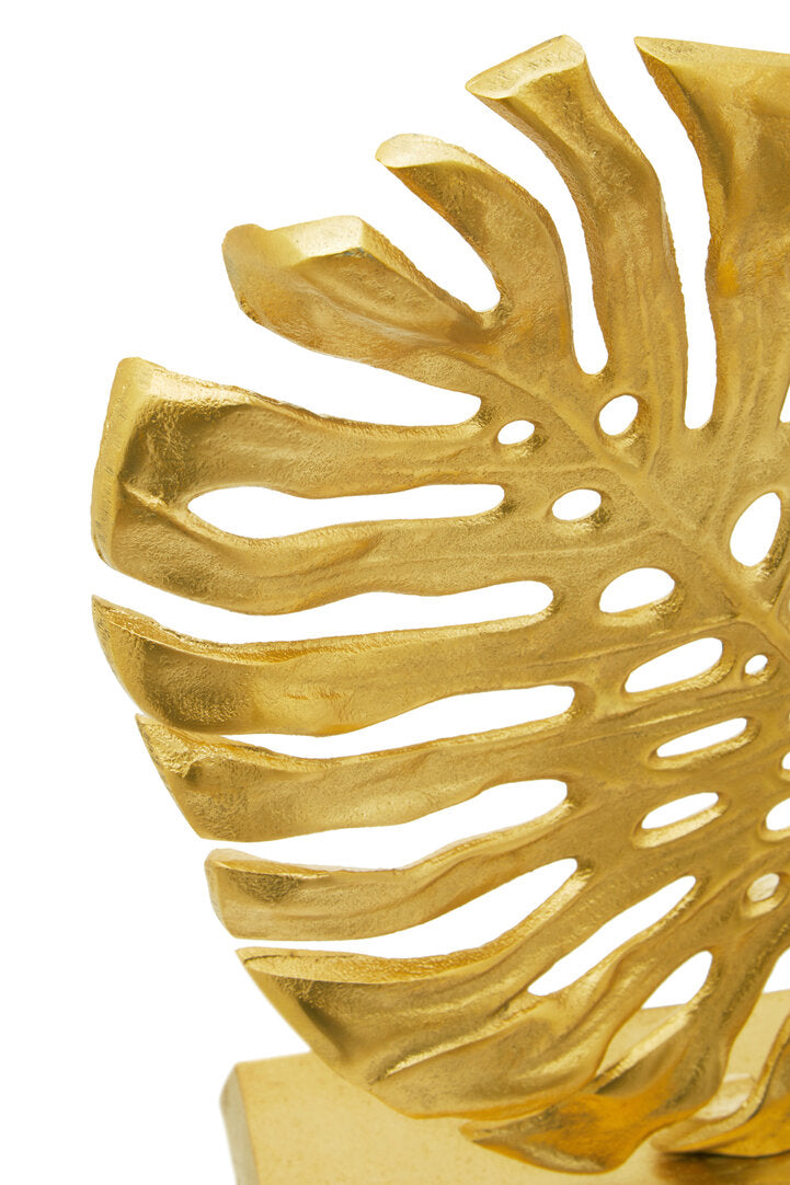 Lena Prato Gold Finish Monstera Leaf Sculpture - Macro
