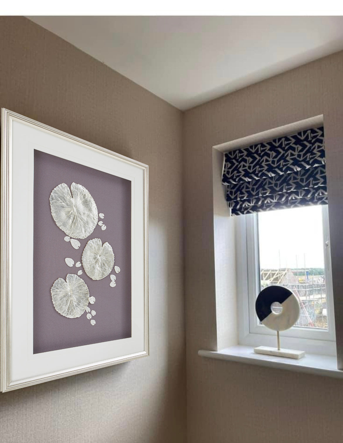 Nason Silver Leaf Design Wall Art with Wooden Frame