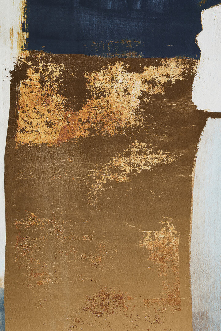 Astratto Blue and Gold Foil Wall Art - Macro