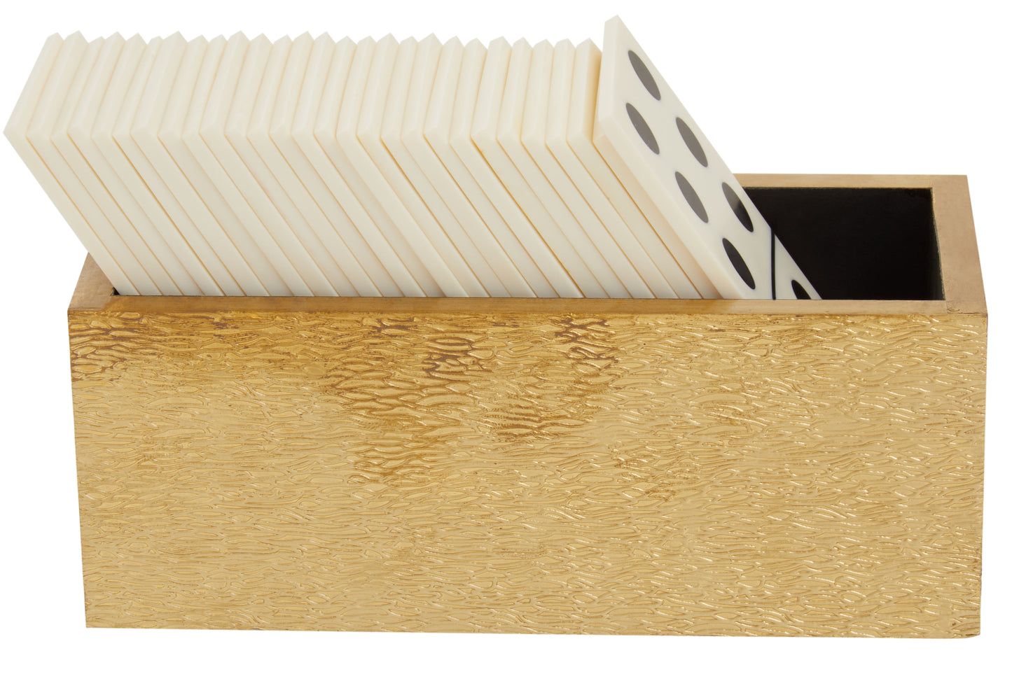 Churchill Games White and Gold Domino Set with White Dominoes