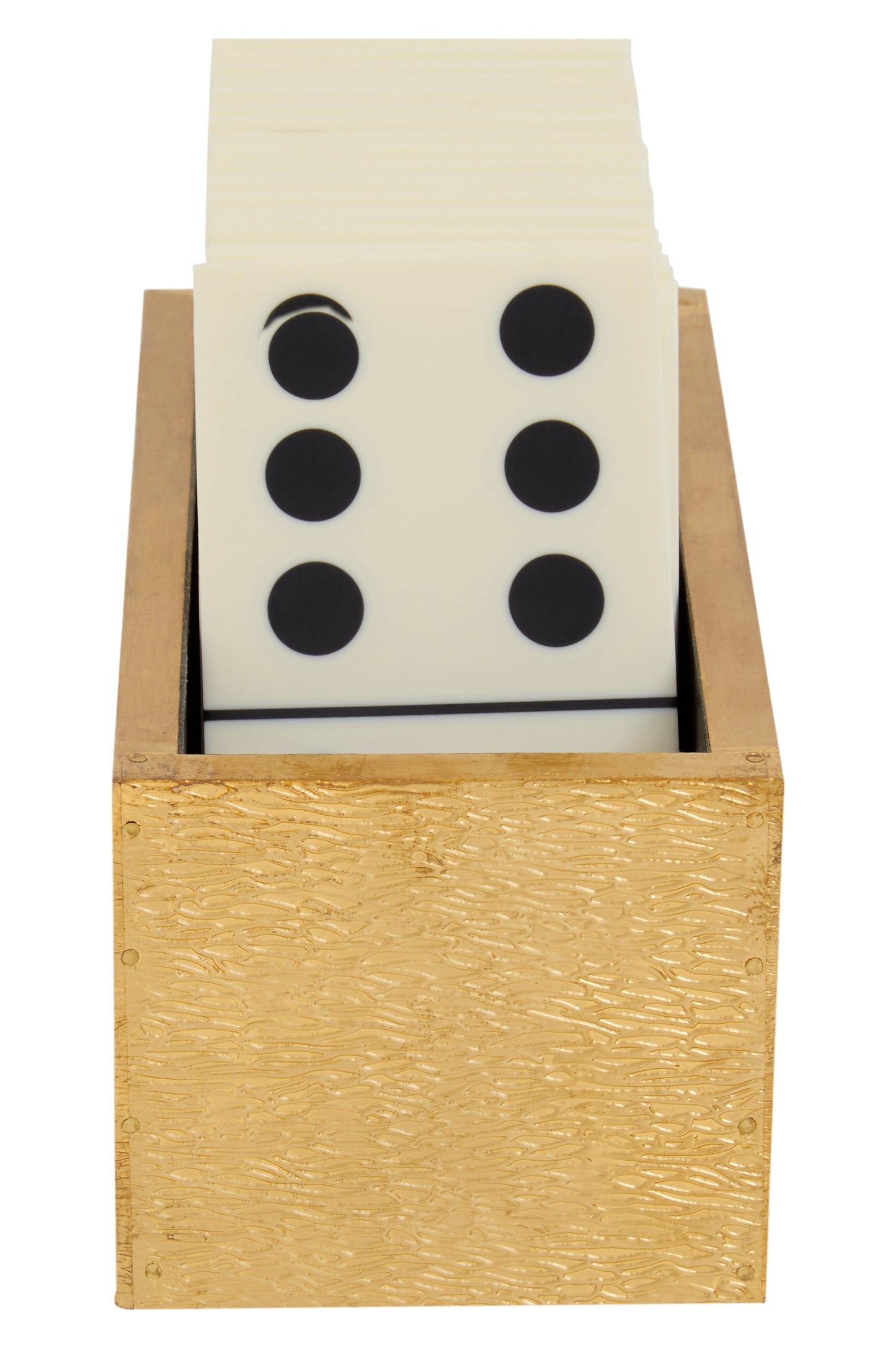 Churchill Games White and Gold Domino Set with White Dominoes