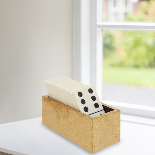 Churchill Games White and Gold Domino Set with White Dominoes