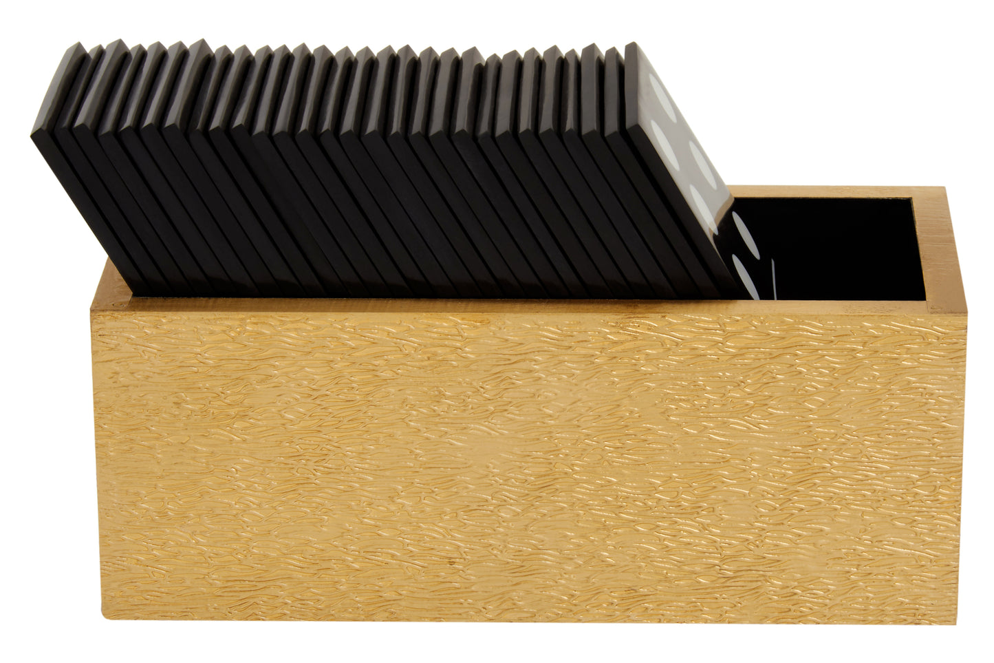 Churchill Games Gold Domino Set with Black Dominoes
