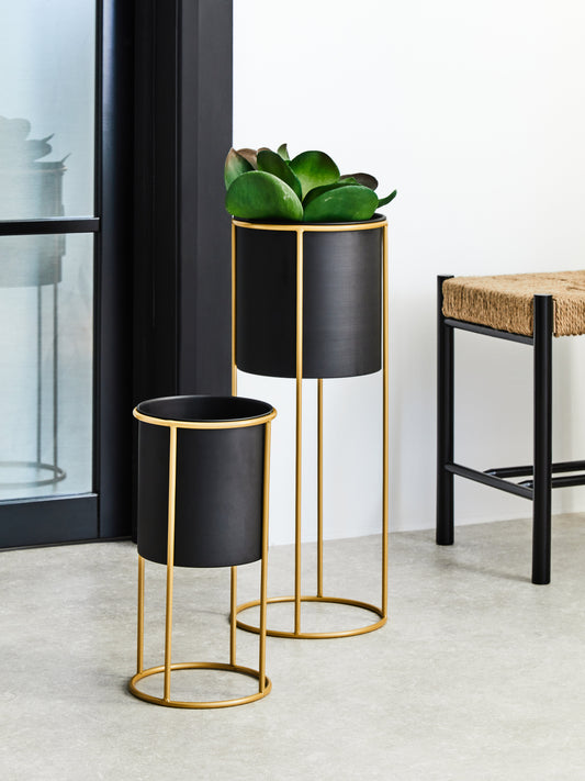 Trosa Black And Gold Floor Standing Planter