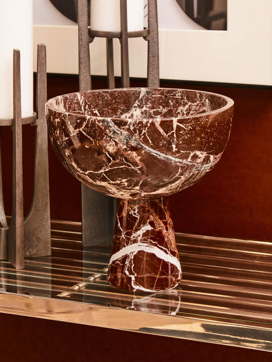Salmo Large Red Marble Pedestal Bowl