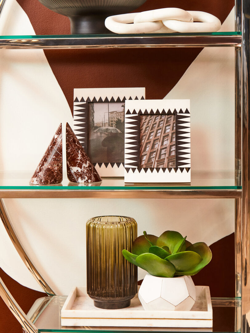 Sena White Marble Gold Inlay Tray