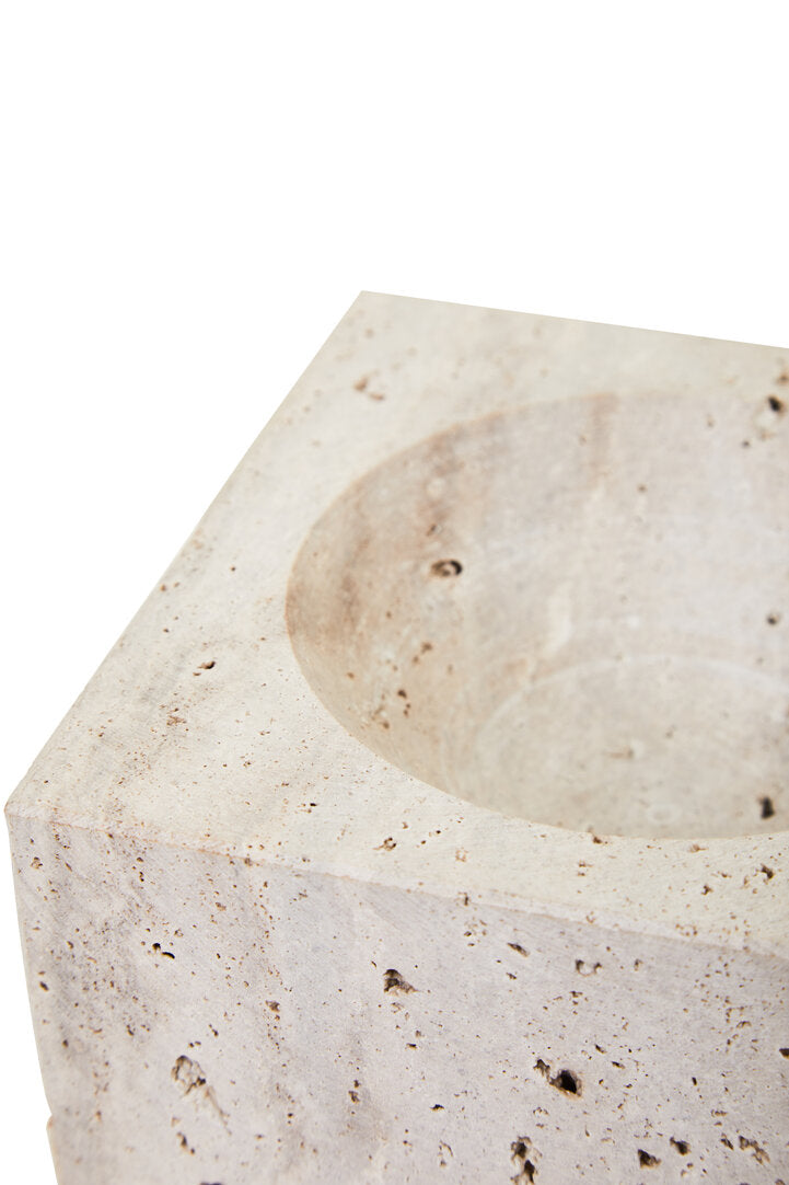 Tibor Travertine Square Decorative Bowl - Macro