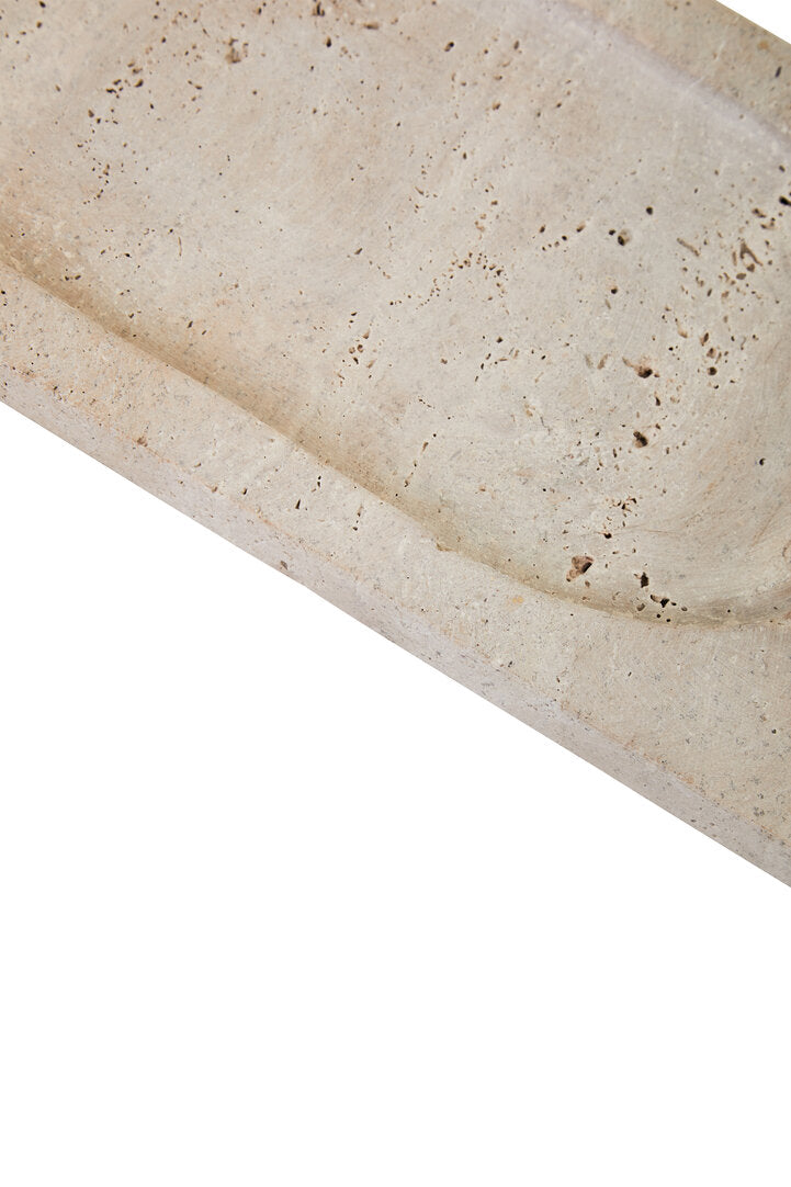 Tibor Travertine Rectangular Decorative Tray - Macro