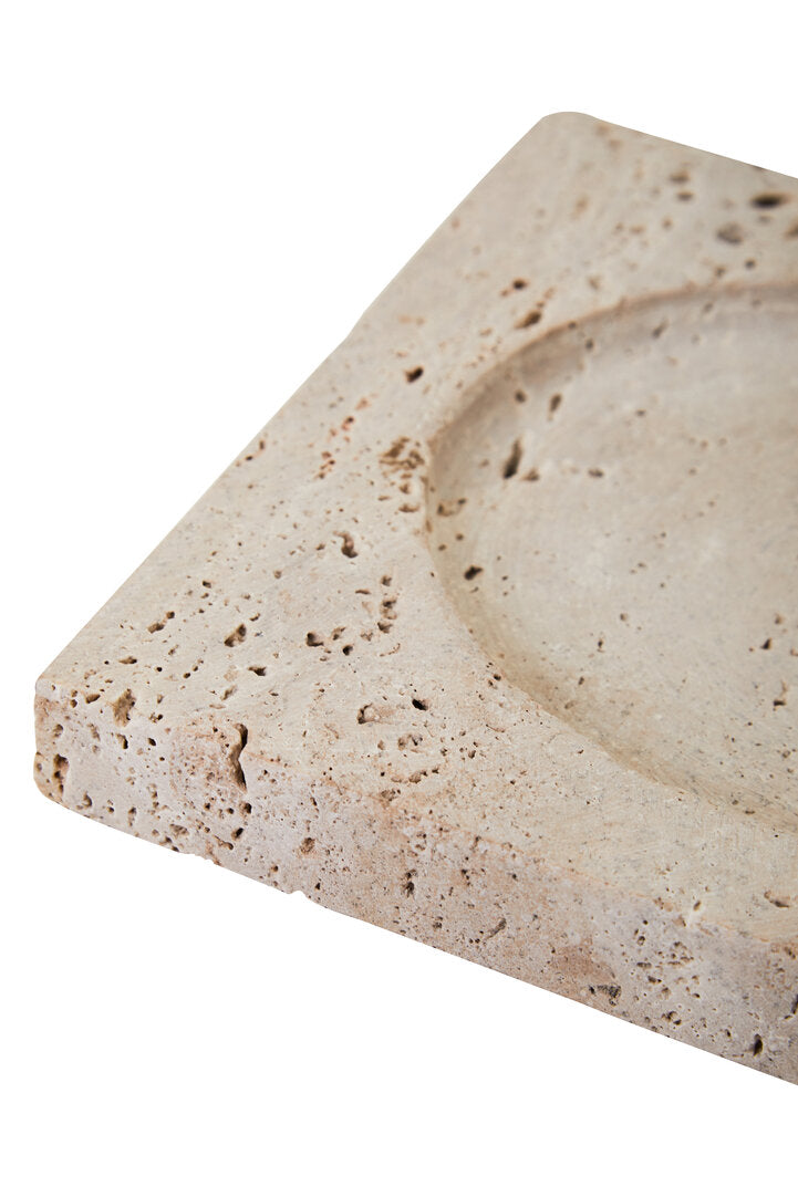 Tibor Travertine Rectangular Decorative Tray - Macro