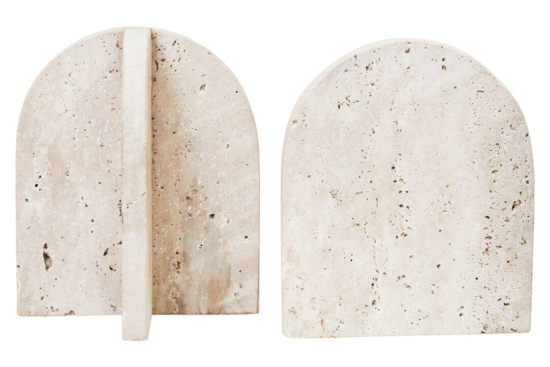 Tibor Travertine Set of 2 Arched Bookends - Additional
