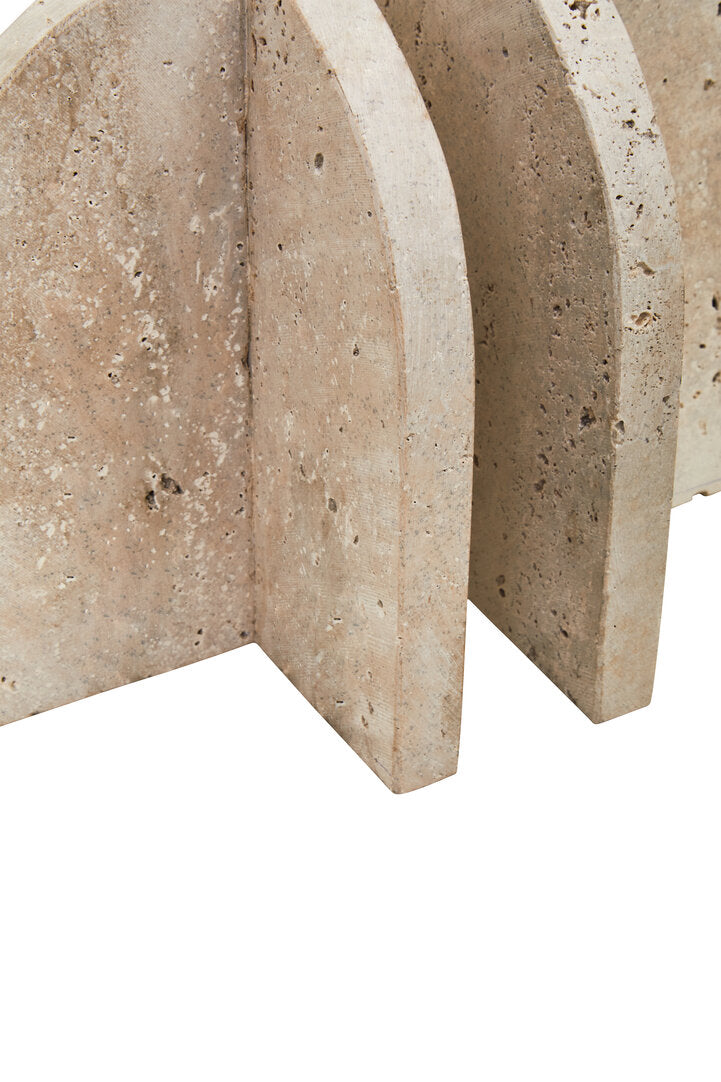 Tibor Travertine Set of 2 Arched Bookends - Macro