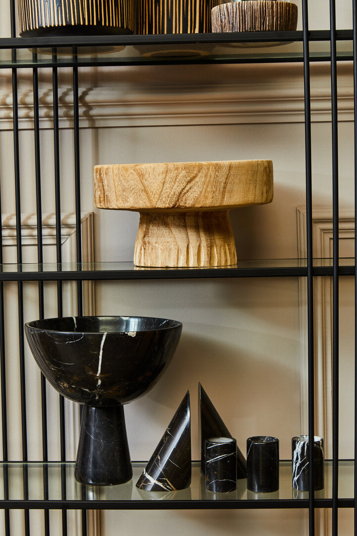 Salmo Large Black Marble Pedestal Bowl - Lifestyle