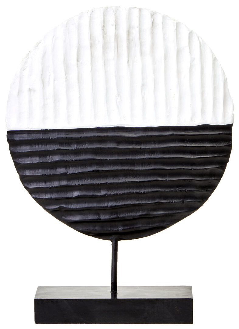 Fidel Black and White Mango Wood Round Sculpture - Main