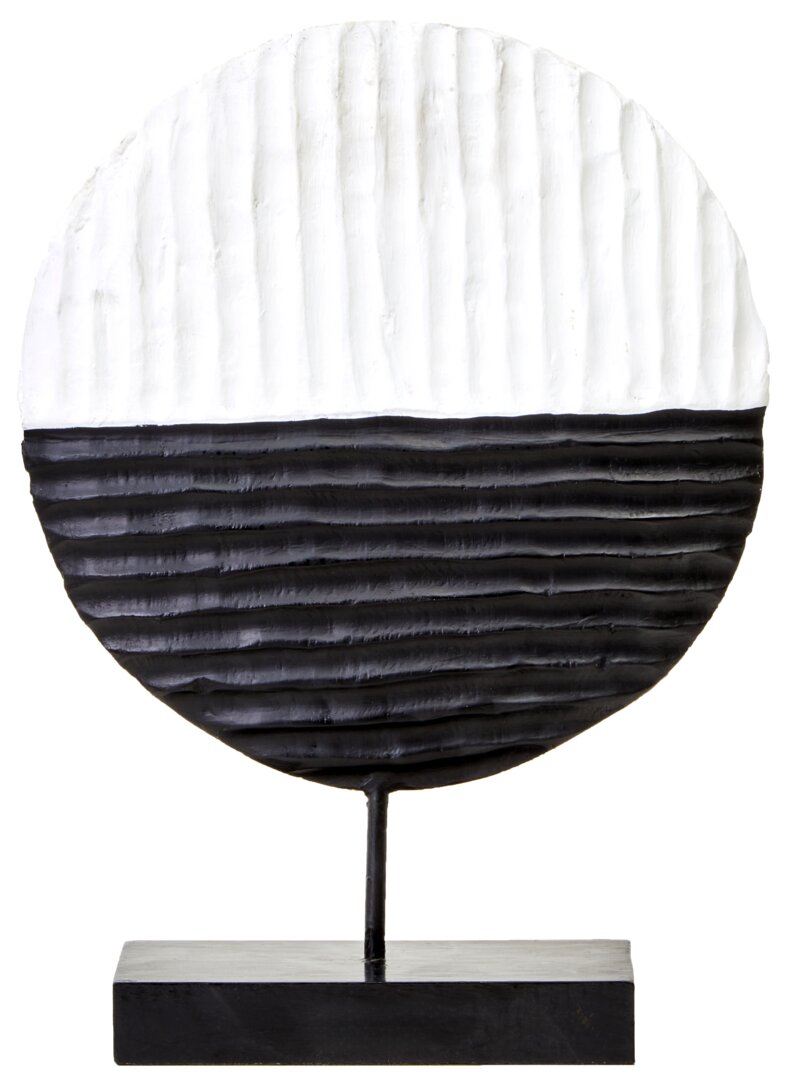 Fidel Black and White Mango Wood Round Sculpture - Main 