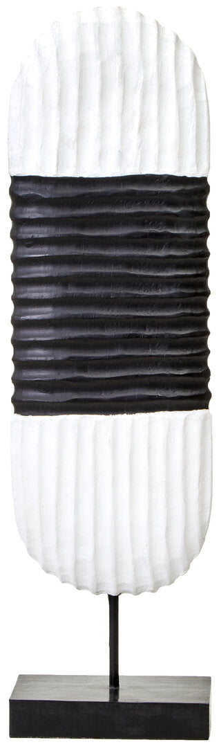 Fidel Black and White Mango Wood Oblong Sculpture - Main