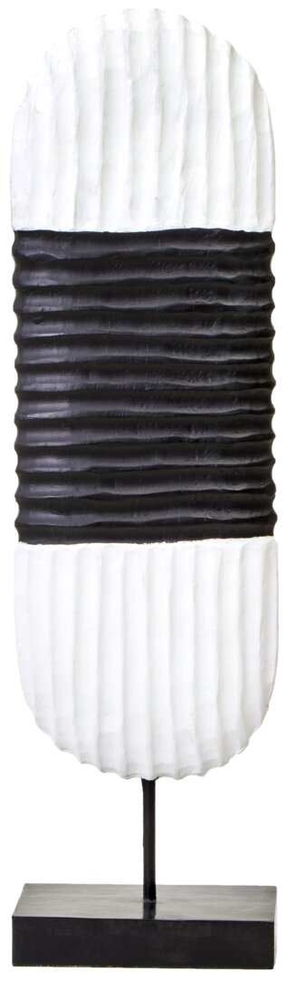 Fidel Black and White Mango Wood Oblong Sculpture - Main 