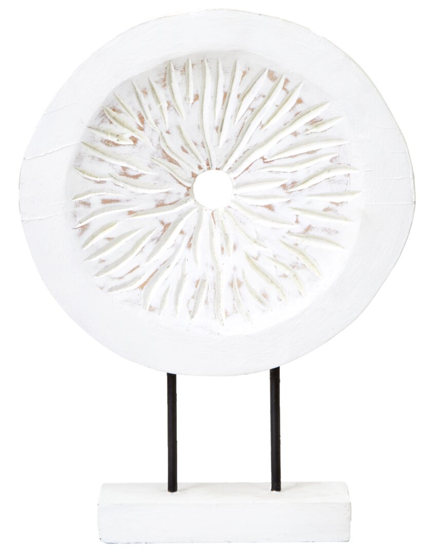 Fidel Small Distressed White Mango Wood Sculpture - Main 