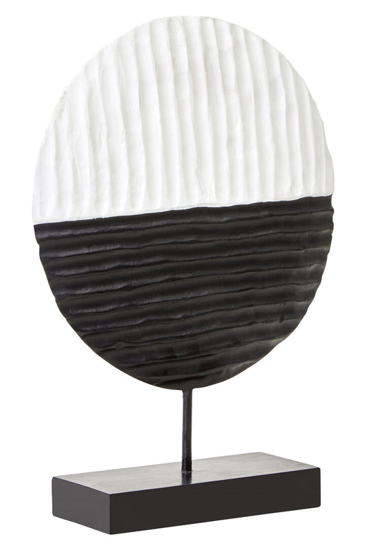 Fidel Black and White Mango Wood Round Sculpture - Additional