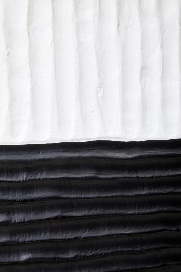 Fidel Black and White Mango Wood Round Sculpture - Macro