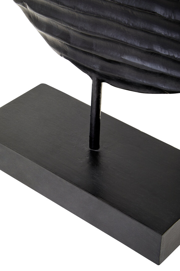 Fidel Black and White Mango Wood Round Sculpture - Macro