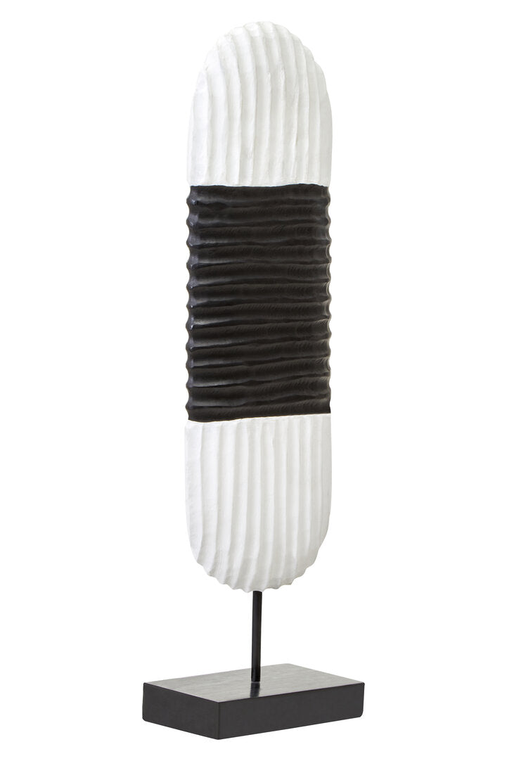 Fidel Black and White Mango Wood Oblong Sculpture - Additional