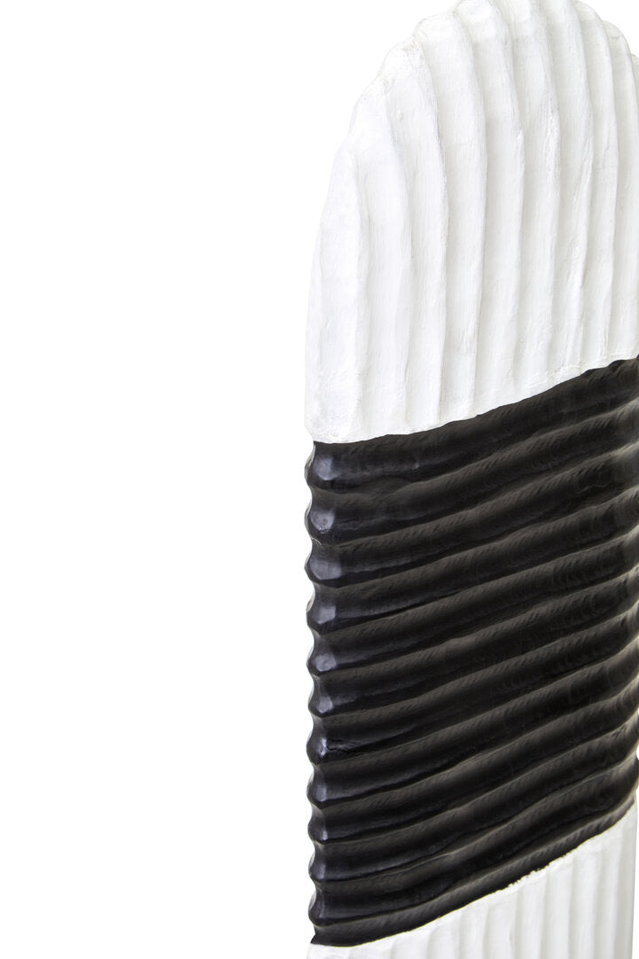 Fidel Black and White Mango Wood Oblong Sculpture - Macro