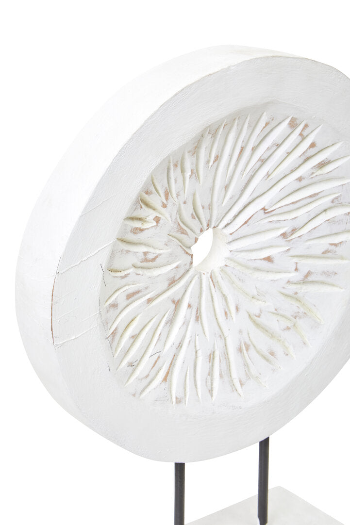 Fidel Small Distressed White Mango Wood Sculpture - Macro