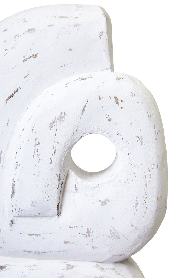 Fidel Rustic White Mango Wood Ring Sculpture - Macro