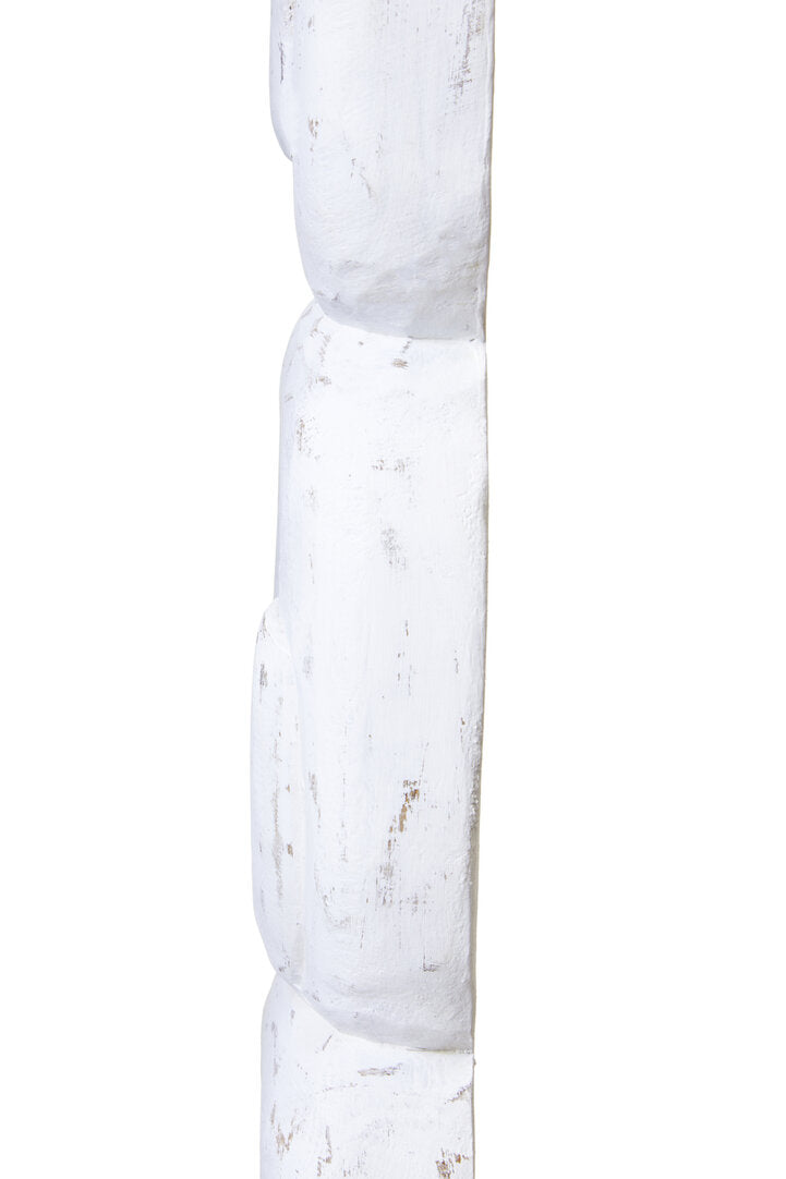 Fidel Rustic White Mango Wood Ring Sculpture - Macro