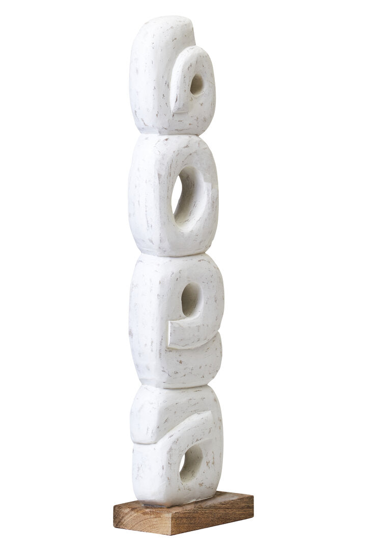 Fidel Rustic White Mango Wood Ring Sculpture - Additional