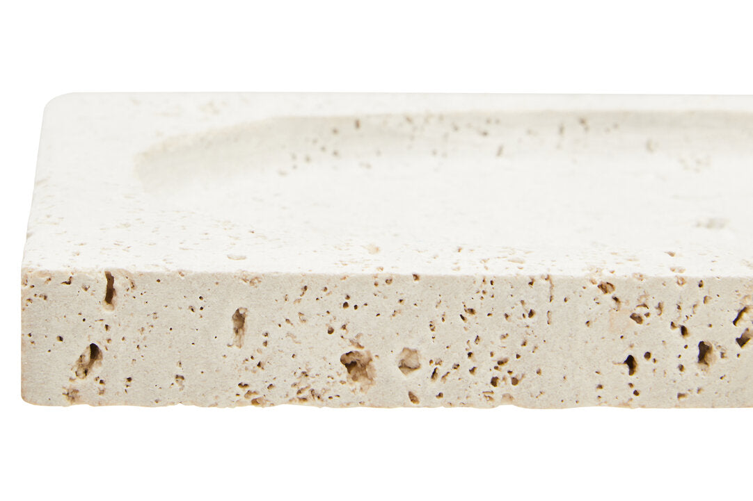 Tibor Travertine Rectangular Decorative Tray - Macro
