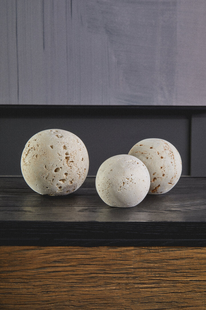 Tibor Travertine Set of 3 Deco Balls - Lifestyle