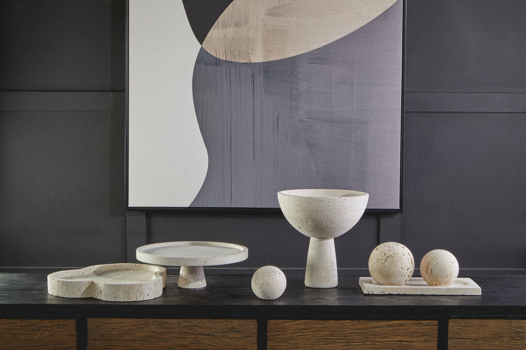 Tibor Travertine Set of 3 Deco Balls - Lifestyle