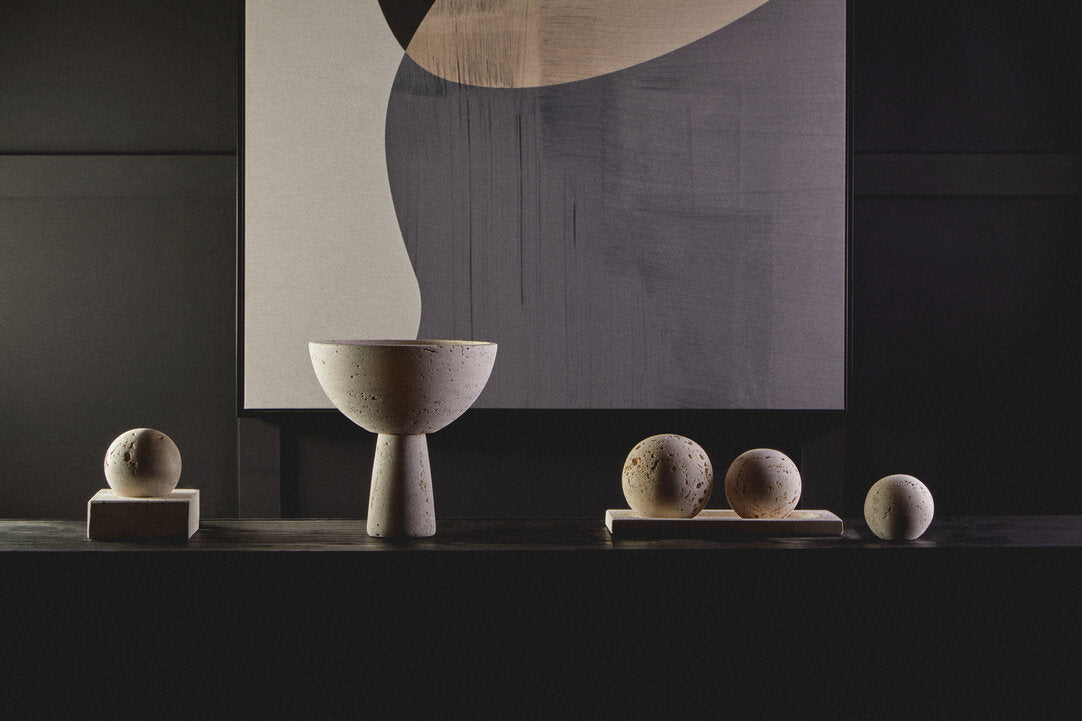 Tibor Travertine Sculpture - Lifestyle