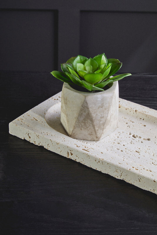 Tibor Travertine Rectangular Decorative Tray - Lifestyle