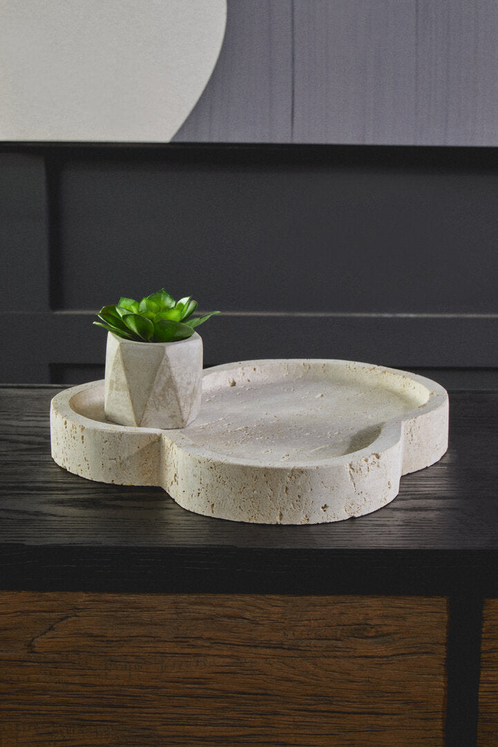 Tibor Travertine Irregular Tray - Lifestyle
