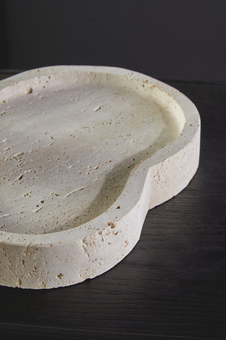 Tibor Travertine Irregular Tray - Lifestyle